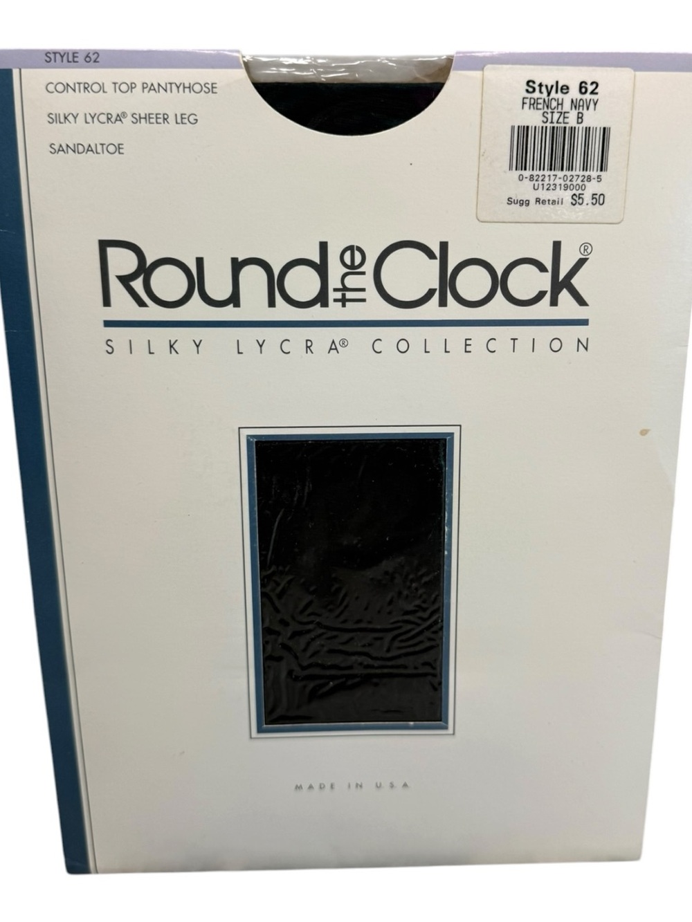 Round the clock control top pantyhose silky Lycra Style 62 Size B French Navy